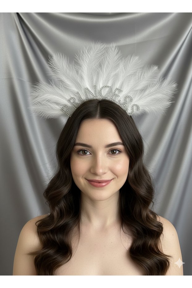 Princess Metal Stone Feathered Crown | Birthday Party Crown