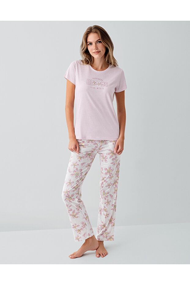 Women's Modal Floral Patterned Short Sleeve Pajama Set