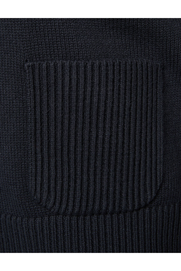 Pamuk Karışımlı Cepli Örme Ceket - 5