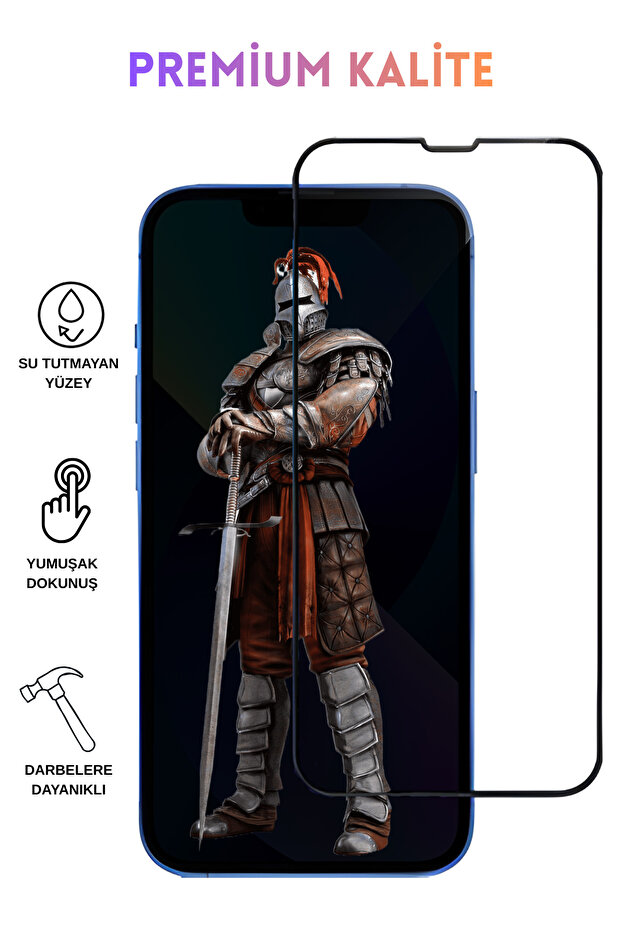 واقي زجاجي فاخر متوافق مع هاتف iPhone 13 Pro Max، غير قابل للكسر، يغطي الزجاج بالكامل - عالي الجودة مع إطار أسود