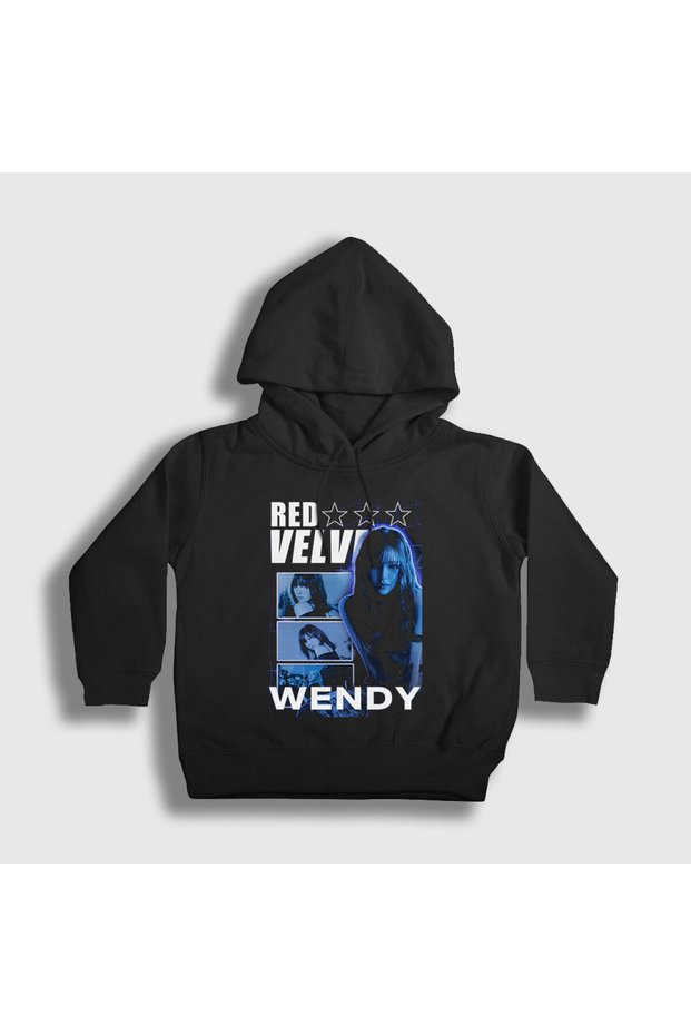 Unisex Kids Black Stars Wendy Red Velvet Hooded Sweatshirt 604752Tt