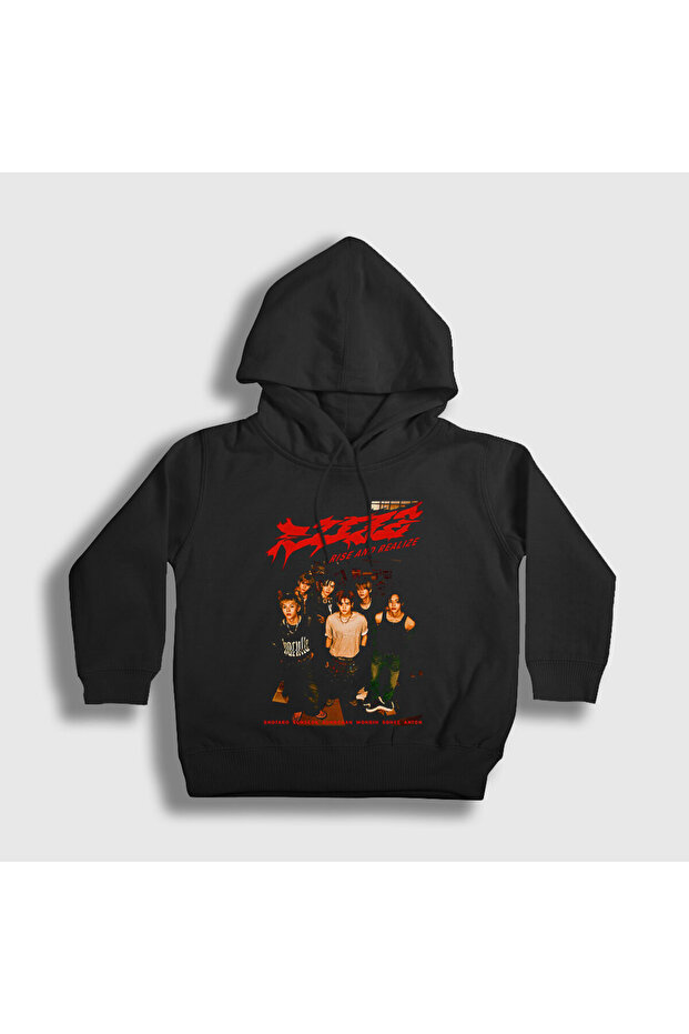 Unisex Kids Black Rise and Realize K Pop Riize Hooded Sweatshirt 604128Tt