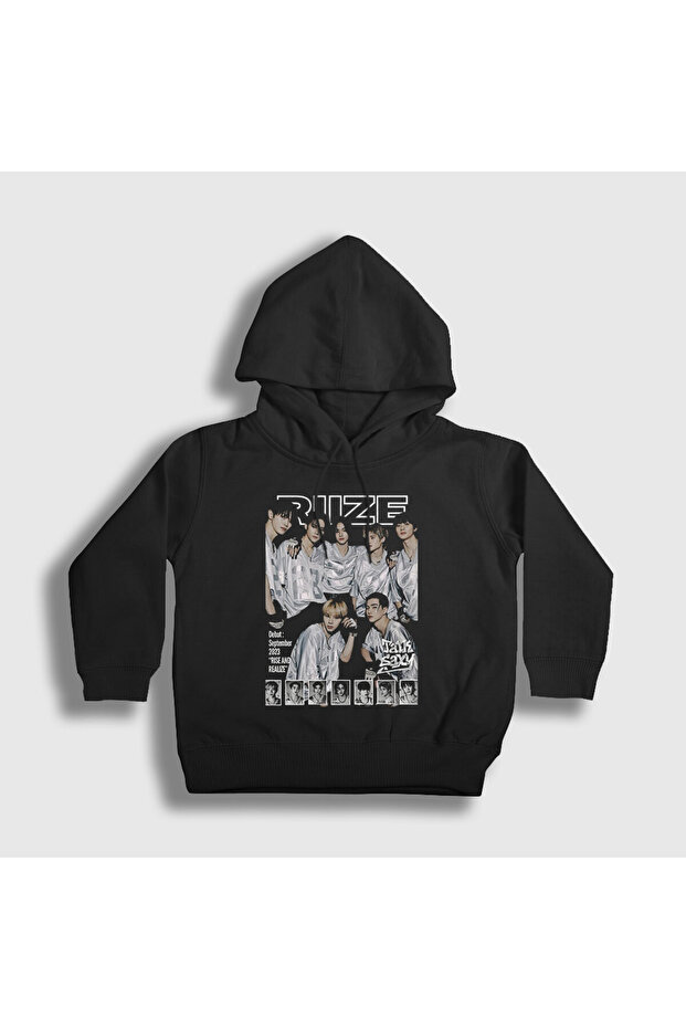 Unisex Kids Black Talk Saxy K Pop Riize Hooded Sweatshirt 604922Tt