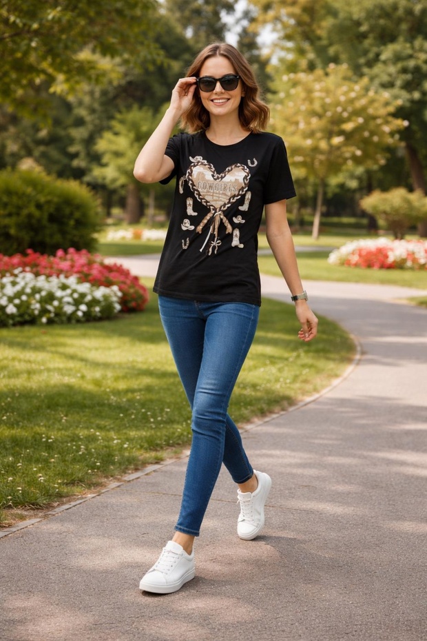 BAĞCIKLI KOVBOY BASKILI TİŞÖRT - 3