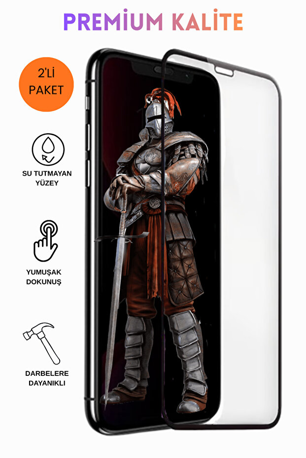 قطعتان من واقي الزجاج الممتاز غير القابل للكسر والغطاء الكامل المتوافق مع هاتف iPhone 12 Pro Max - بإطار أسود