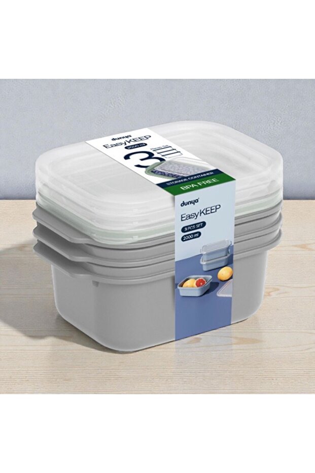 3 قطع من حاويات التخزين المستطيلة سهلة الاستخدام بسعة 2000 مل - 2