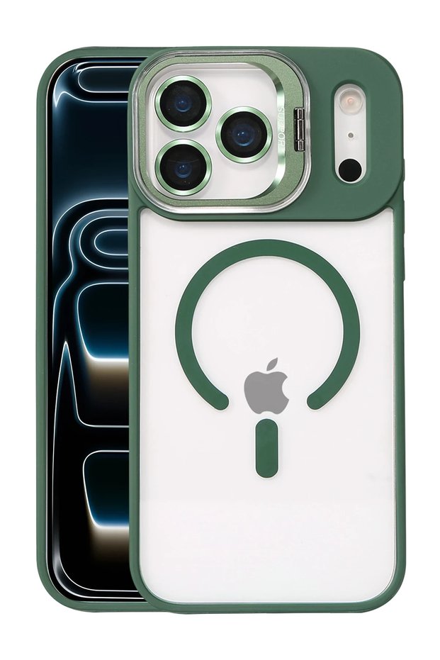 Matrixzn iPhone 17 Pro Cover with Remim Lens and Magsafe Stand - (230811) Dark Green
