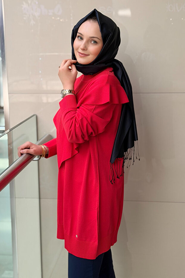 Dik Yaka Asimetrik Merserize Tunik - 2