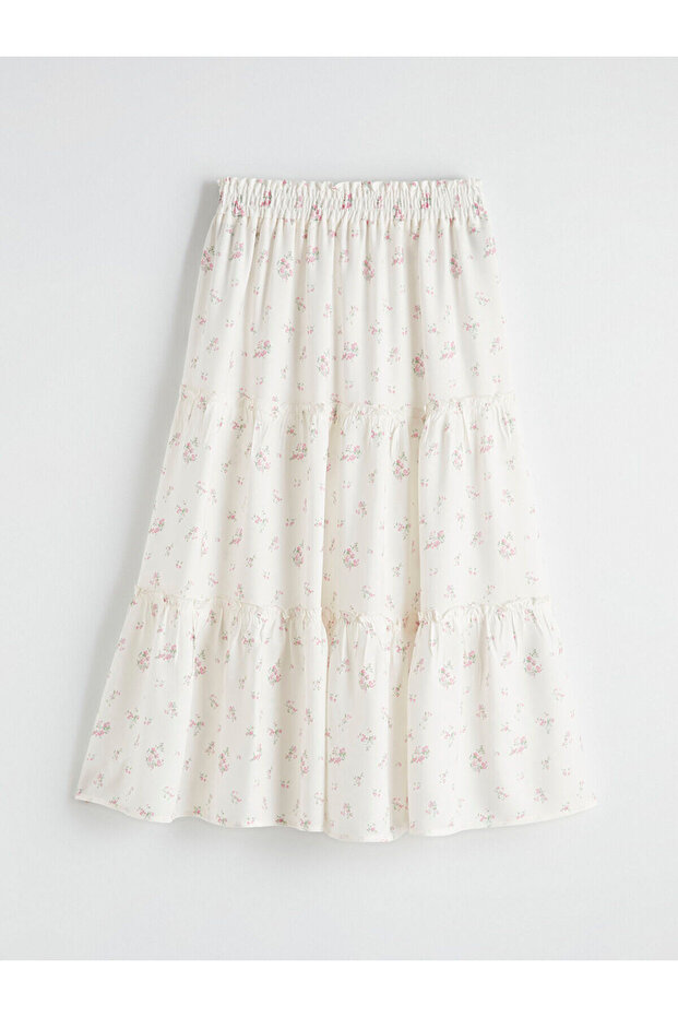 Nevavm Ruffled Floral Patterned Girls' Skirt with a Difference