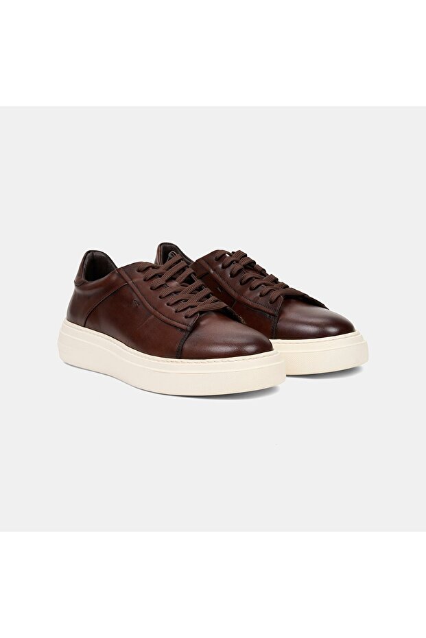 Men's Bitter Brown Thick Soled Leather Sports Shoes