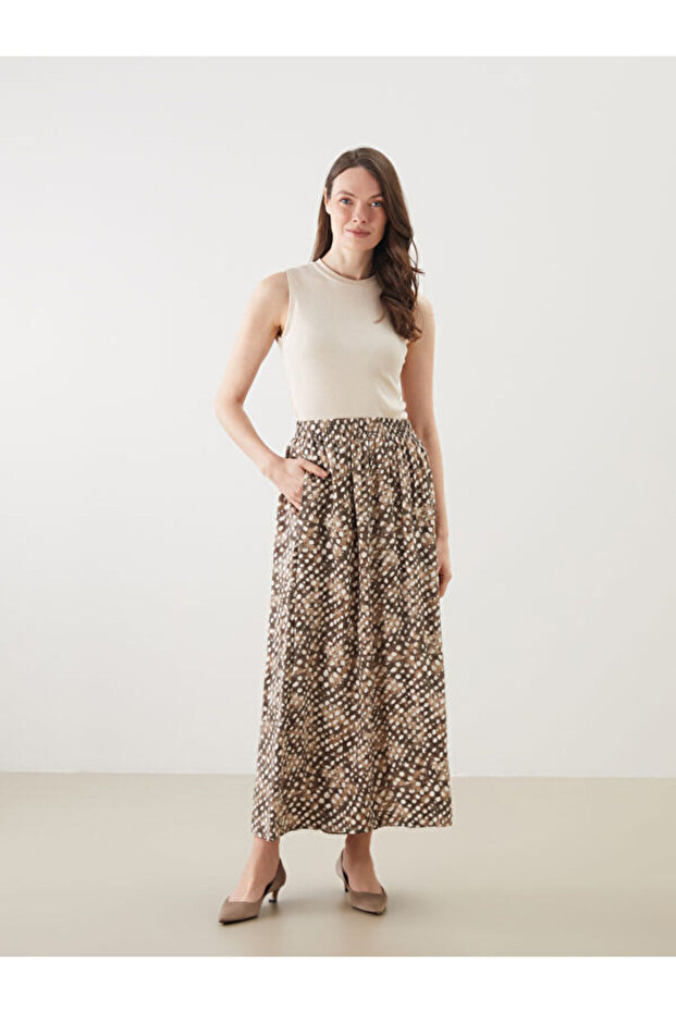 Patterned Women's Skirt with Elastic Waist