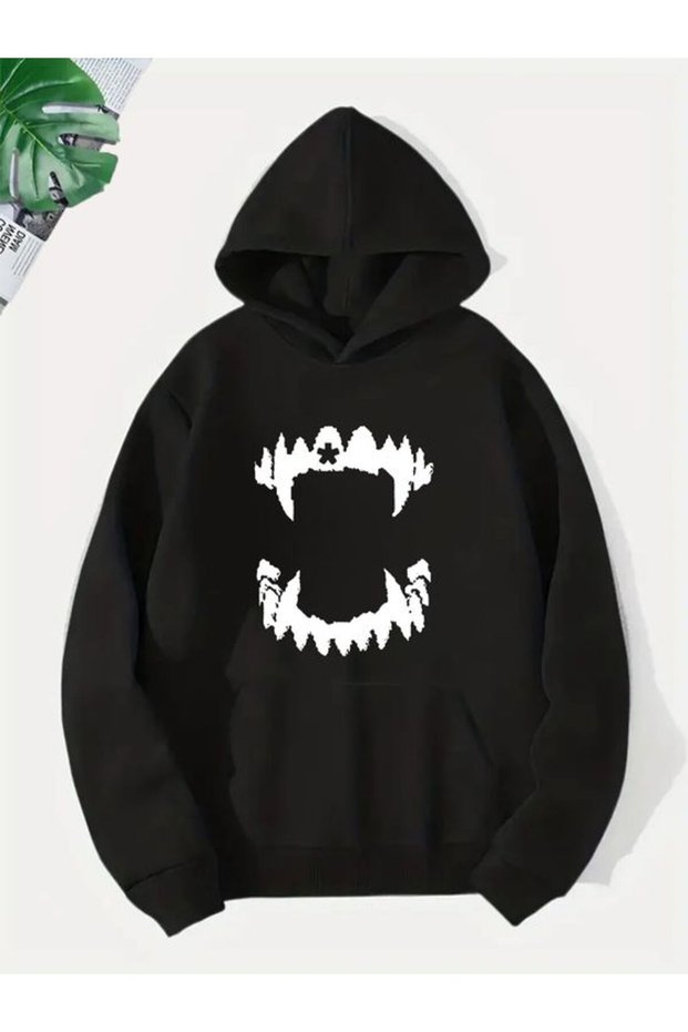 Unisex Black Oversize Hooded Sweatshirt Premium Printed Comfortable Casual Hoodie