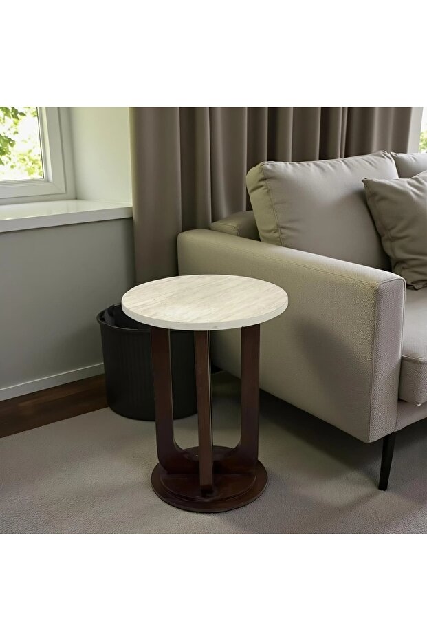 طاولة خدمة مفرد خشب بني - 3