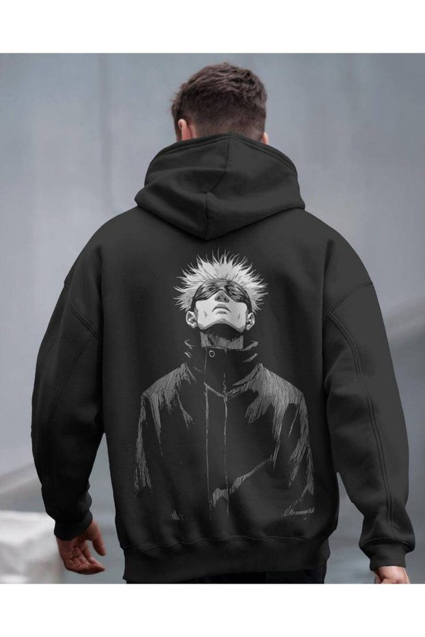 Unisex Black Oversize Hooded Sweatshirt Premium Printed Comfortable Casual Hoodie