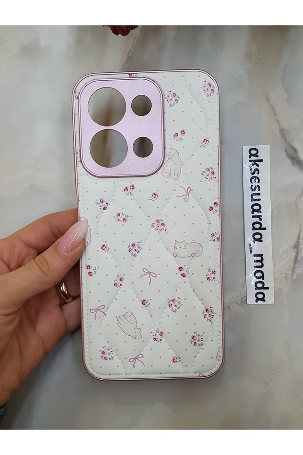 Redmi 15C 4g and 5g Compatible Quilted Floral Pattern Puff Case