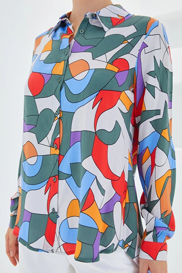 3721 Graphic Patterned Shirt - E.Khaki - 4