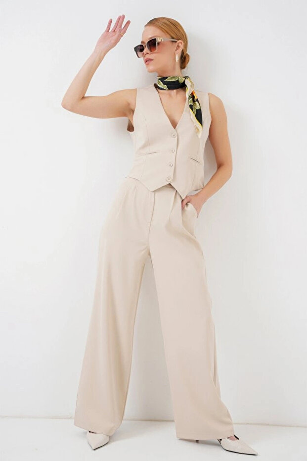 6709 طقم بنطلون وسترة مكون من قطعتين - كريمي - 4