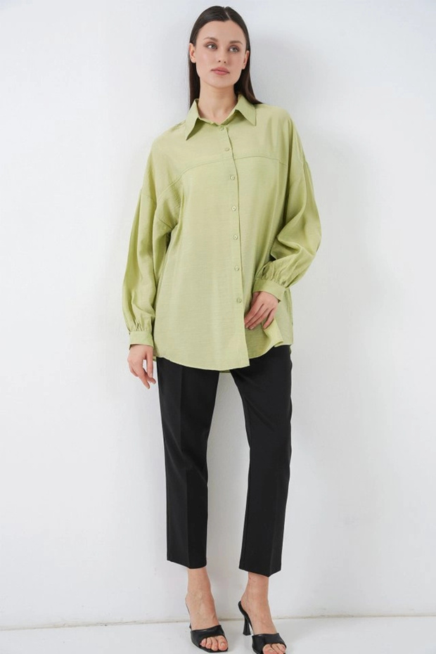 قميص طويل كبير الحجم 5965 - E.Yeşil - 2