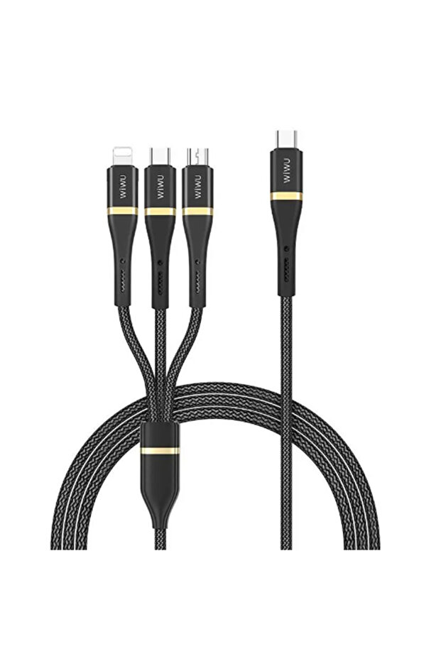 Wi-C024 Elite Series 3-in-1 Fast Charging Cable 100W, 1.2m – Type-C / Lightning / Micro USB