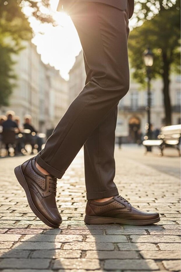 Men's Leather Brown Anatomical Daily Comfort Shoes M961