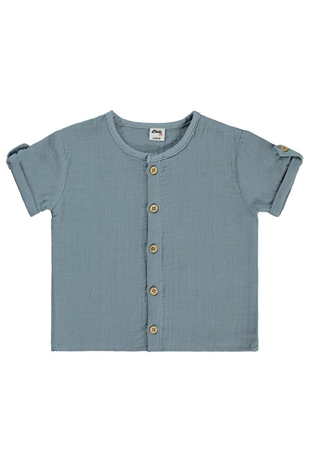 Muslin Short Sleeve Shirt 6-18 Months - Blue 6-9 Months
