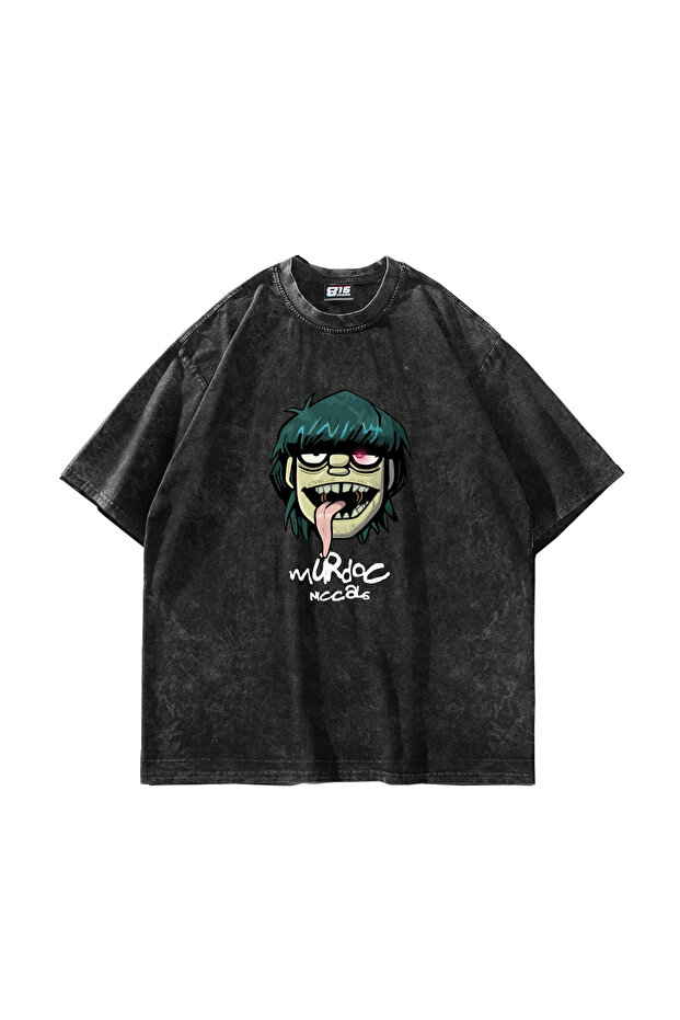 Gorillaz Murdoc Printed Oversize Unisex Washable Black Tshirt