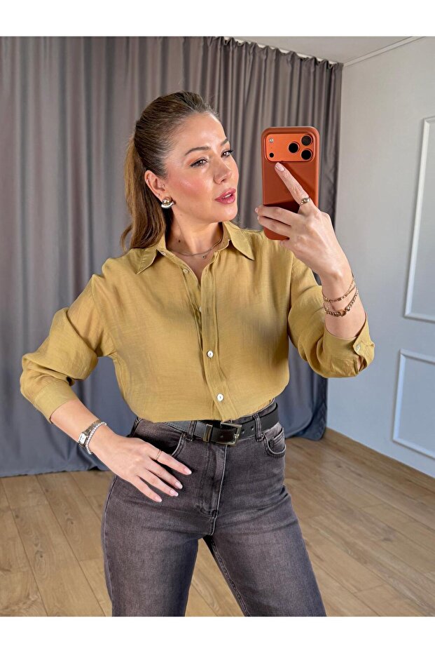 Koyu Hardal Basic Gömlek - 6