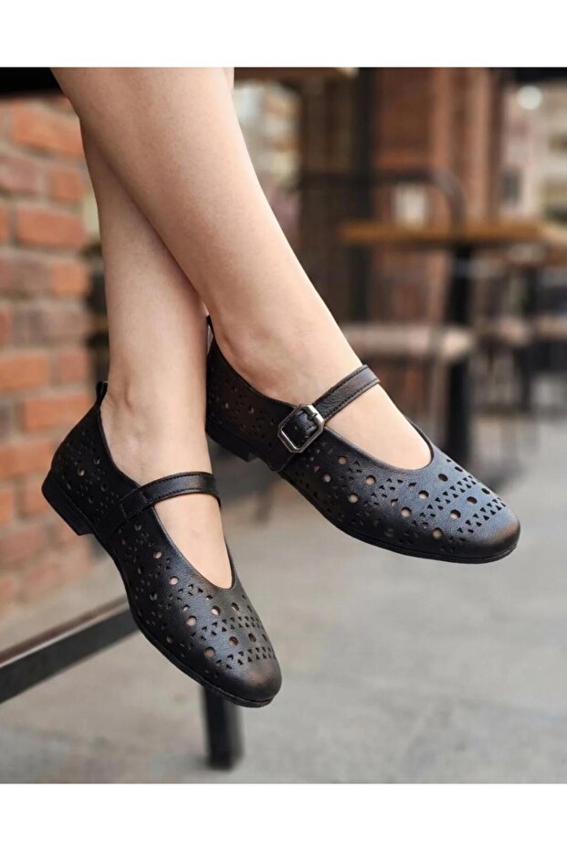 26484500Y Women's Genuine Leather Daily Ballerinas