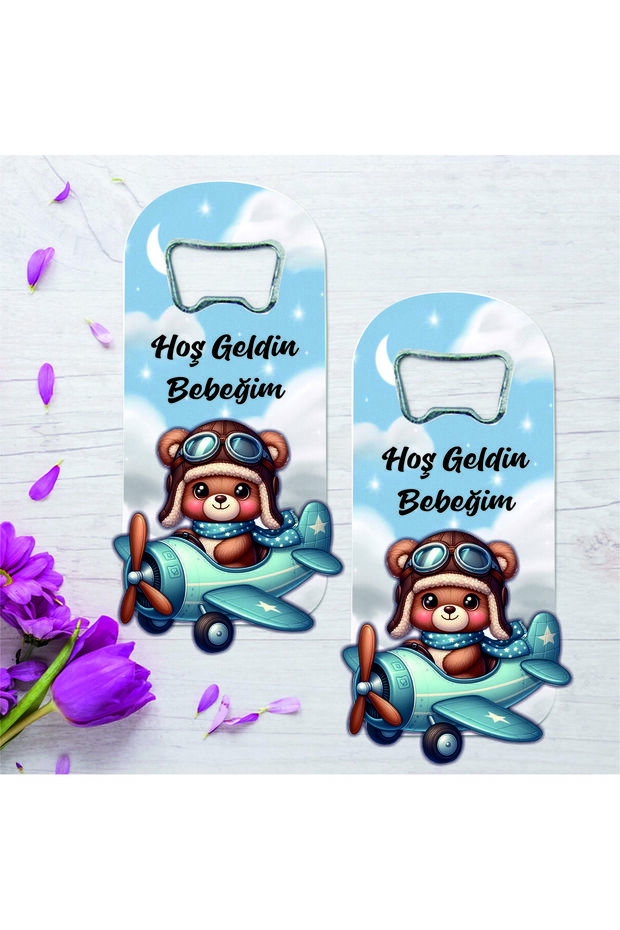 10 Wooden Embossed Figures with Airplane Motifs for 1-Year-Olds, Birthday Baby Gift Opener Magnet