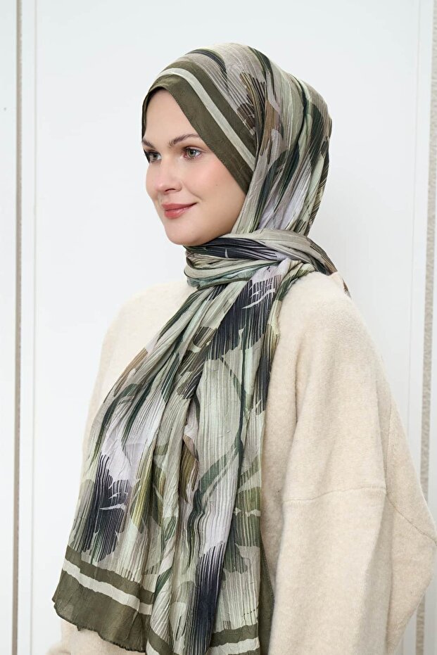 شال من الخيزران بنمط زهور خطية - 2