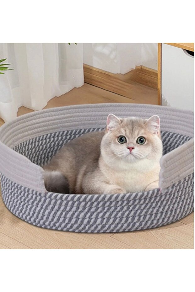 Round cat bed basket - 1