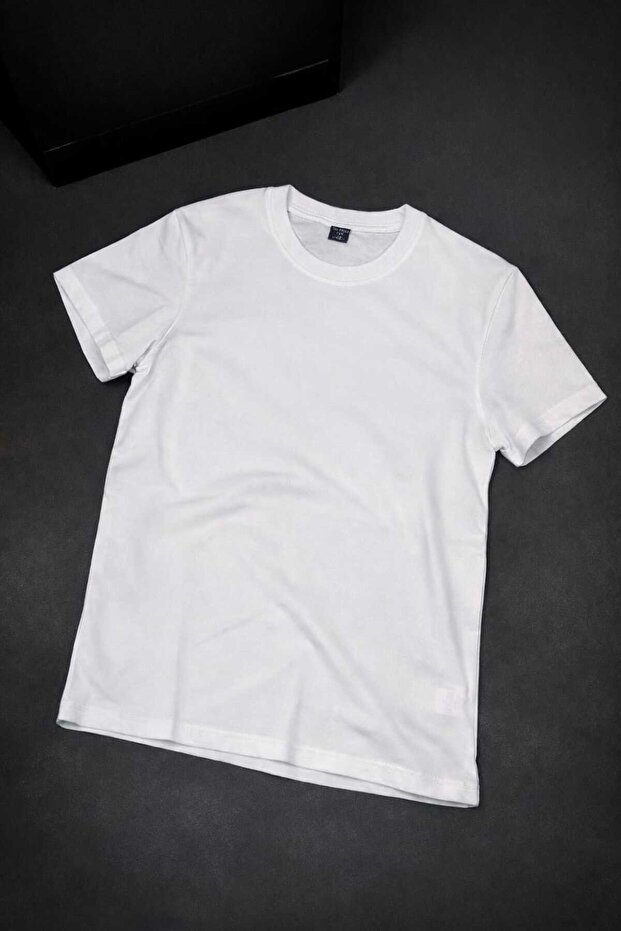 Men's Basic Crew Neck White T-Shirt - 1