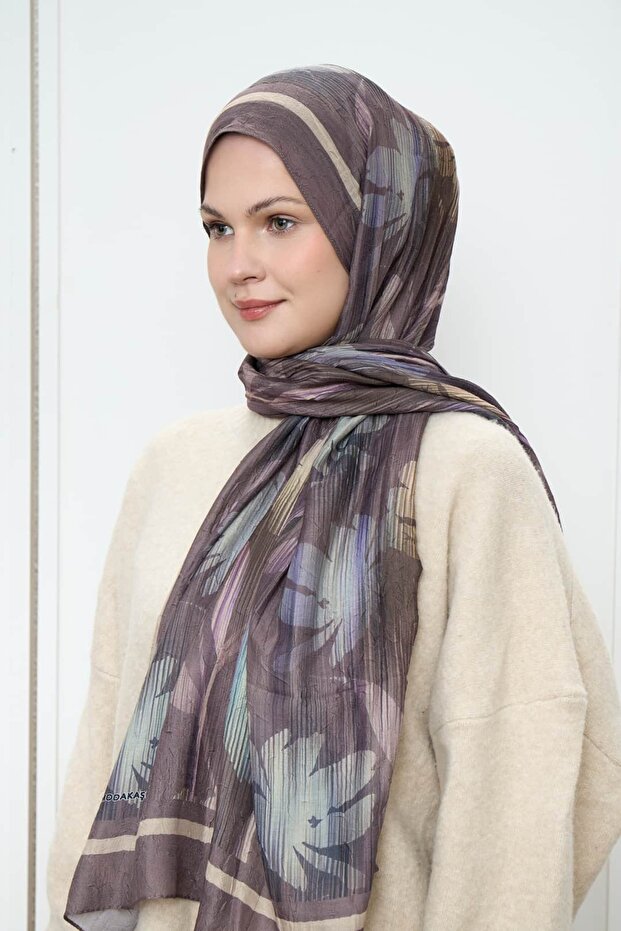 Line Flower Pattern Bamboo Shawl - 2