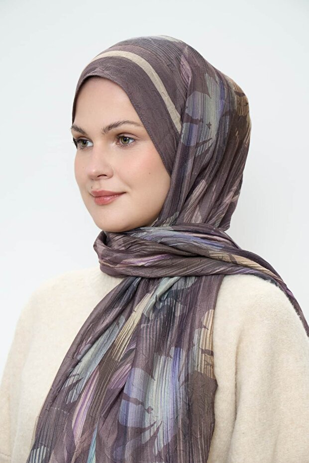 Line Flower Pattern Bamboo Shawl - 3