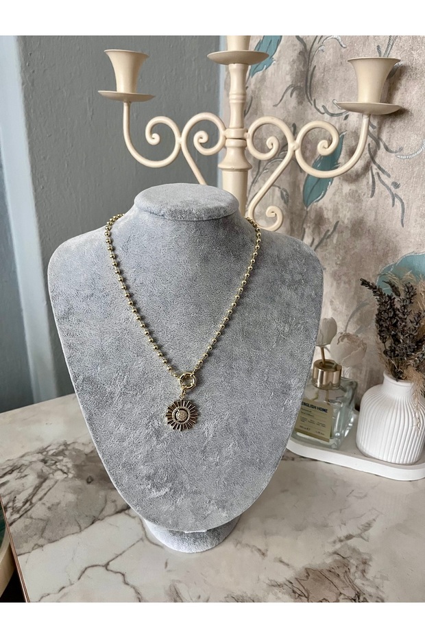 Güneş charmlı gold kolye - 1