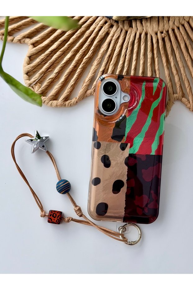 iPhone 17 Compatible Shine Charm Leopard Design Flexible Silicone Case with Toy
