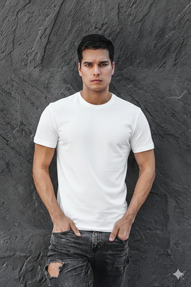Men's Crew Neck T-Shirt Regular Cotton Basic T-Shirt (RELAXED FIT)