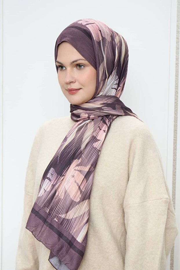 Line Flower Pattern Bamboo Shawl - 2