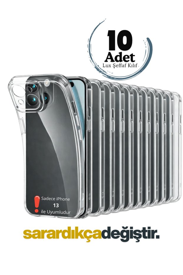 10 Pieces iPhone 13 Compatible Luxury Series Soft Flexible Transparent Silicone Case (Change When It Turns Yellow)