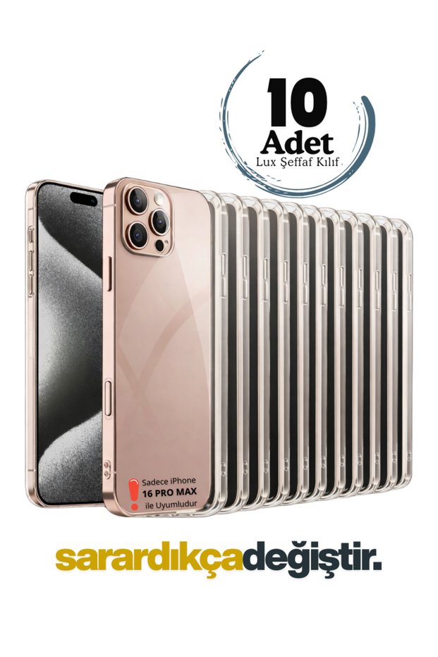 10 Pieces iPhone 16 Pro Max Compatible Luxury Series Soft Flexible Transparent Silicone Case (Change When It Turns Yellow)