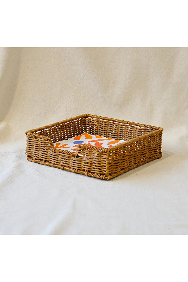 Rattan Weave Square Napkin Holder 19X19 cm Natural