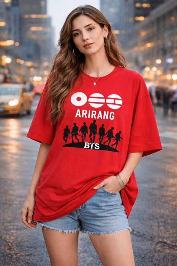 تيشيرت كبير الحجم مطبوع عليه Arirang World Tour BTS