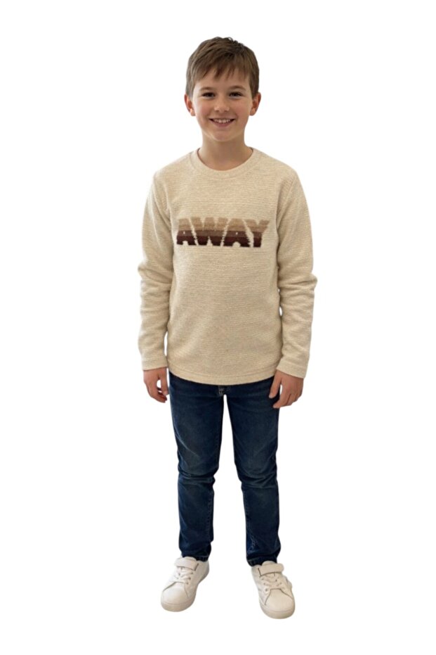 Written Long Sleeve T-Shirt for Ages 9-14 - Beige