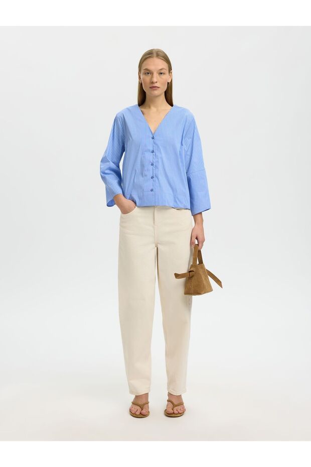 Bluse mit 3/4 Ärmeln Baumwollmix - 6