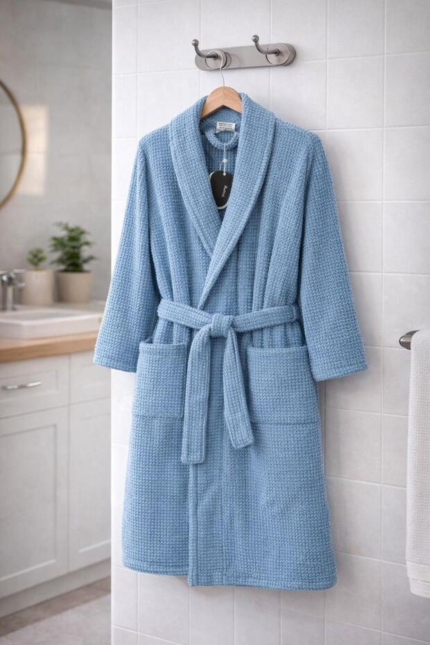 Waffle Bornoz Mavi - 2