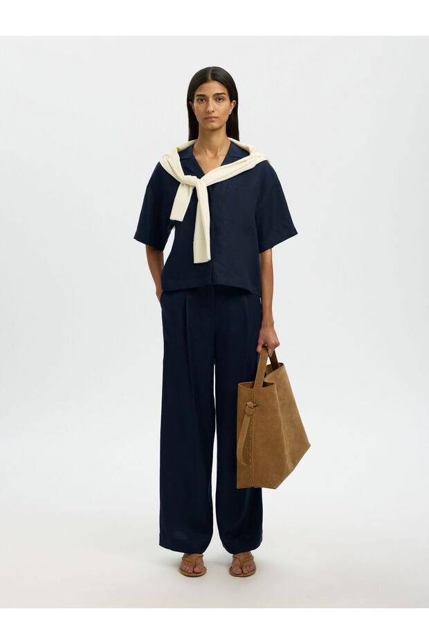 Bluse aus Leinengemisch Kurzarm - 6