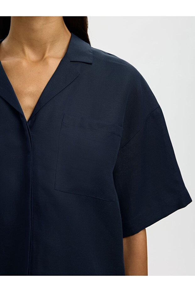 Bluse aus Leinengemisch Kurzarm - 5
