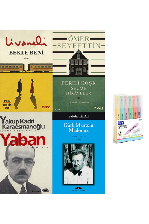 Bekle Beni + Perili Köşk + Yaban + Kürk Mantolu Madonna 4 Books Pencil Set Hd