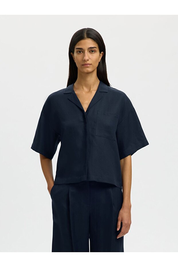 Bluse aus Leinengemisch Kurzarm - 1
