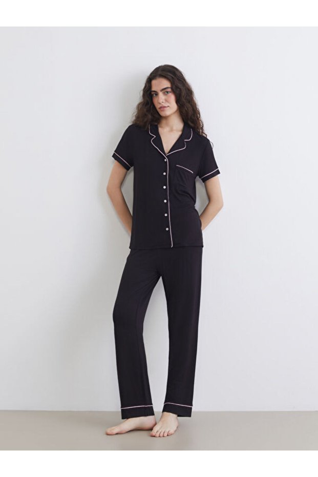 Timeless Clothing & Timeless Choices Shirt Roba Collar Women's Pajama Set